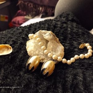 vintage clip on pearl earrings